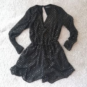 Fab Next Black + Gold Short Romper Jumpsuit flowy